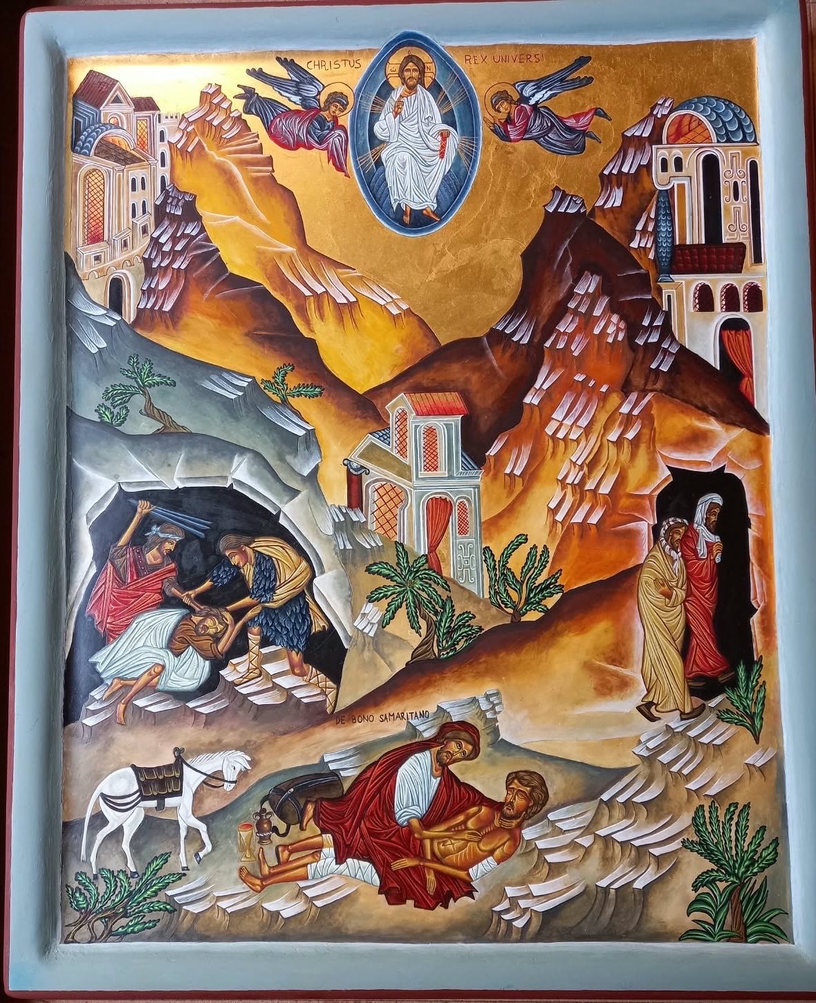 Good Samaritan icon hand-painted by Concetta Basile for the Mission of Hope and Charity in Palermo