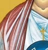 Detail of Lia Galdiolo's icon of the Father: the tunic and the mantle