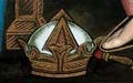 Detail of Lia Galdiolo's icon of the Father: the crown laid on the ground