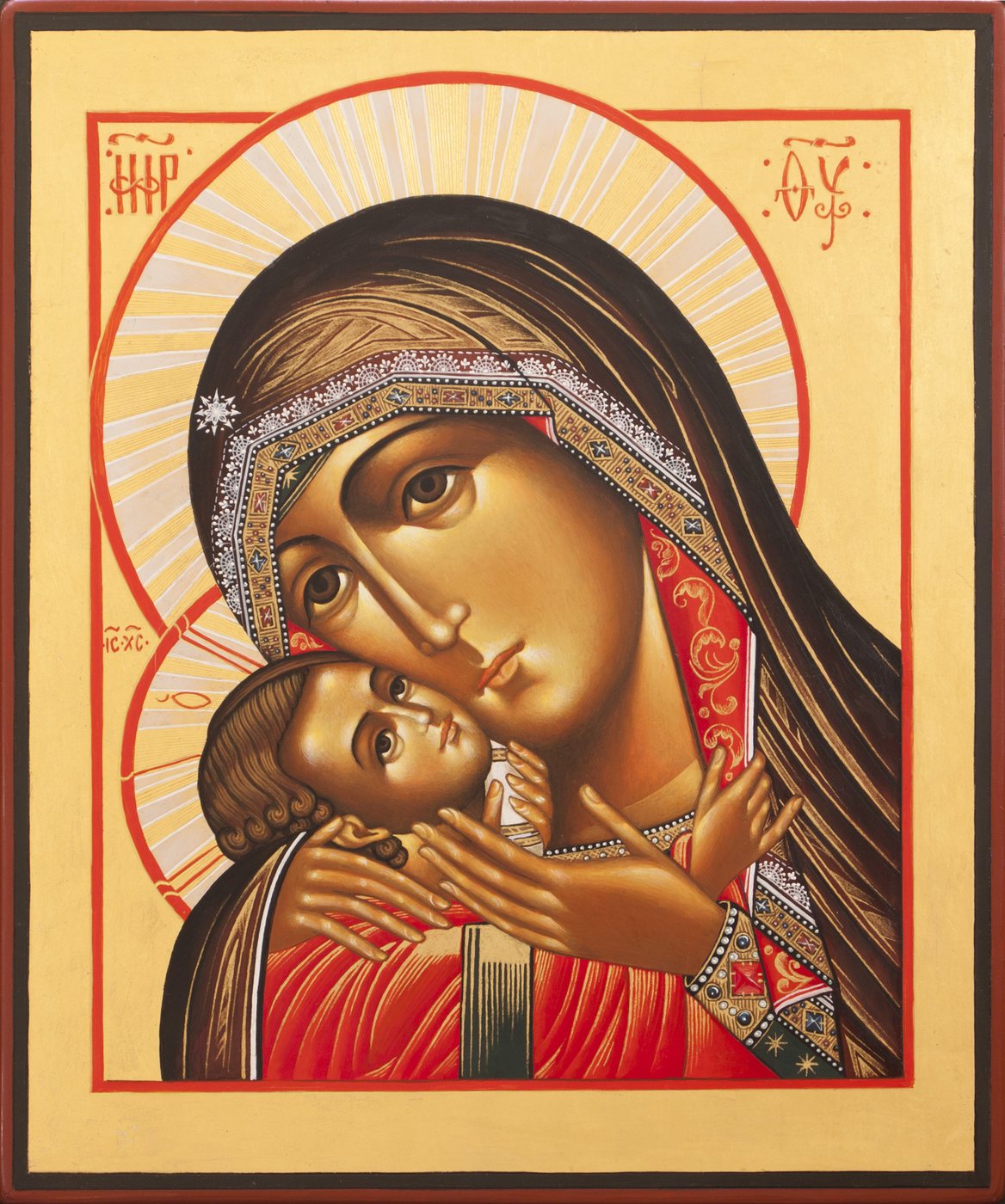 Madre di Dio di Korsun — Eleousa con aureole raggiate.