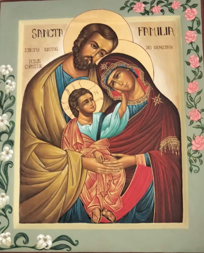 Holy Family icon hand-painted in Italy
