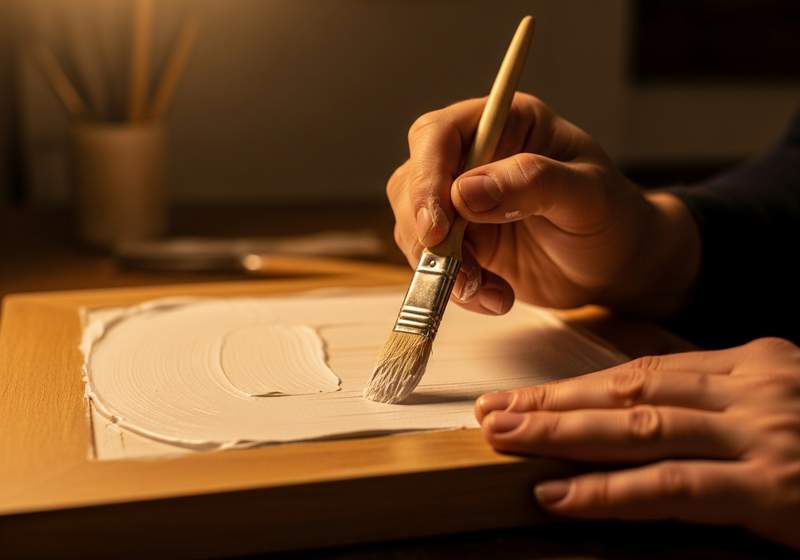 Applying gesso to a wooden icon panel